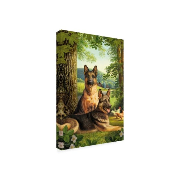 Dan Craig 'German Shepards/Chicken' Canvas Art,16x24